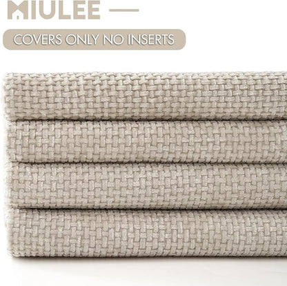MIULEE Pack of 4 Couch Throw Pillow Covers 24x24 Inch Cream Soft Decorative Chenille Pillow Covers Farmhouse Accent Cushion Covers for Boho Spring Home Decor Sofa Bedroom Living Room