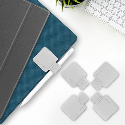 ProCase (5 Pack) Pen Loop Holder for Notebooks Journals Planners Tablet Case, Self Adhesive Leather Pencil Holder with Elastic Loop for Pens, Apple Pencil, Stylus Pen -Silver
