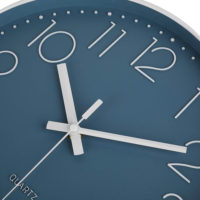jomparis 13 1/2 Inches Blue Wall Clock Modern Style Indoor Outdoor Decor Clocks for Pool Patio Home Bedroom Living Room