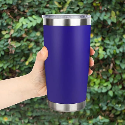 20oz Stainless Steel Tumbler Bulk with Lid, Travel Mug - Double Wall Vacuum Powder Coated Cup - Dark Blue, 6 Pack