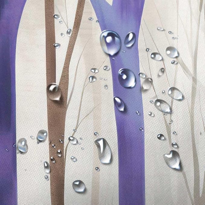 MERCHR Brown Purple Tree Fabric Shower Curtain, Art Style Abstract Birch Forest Rustic Wood Polyester Fabric Waterproof Bath Curtain, Farmhouse Bathroom Shower Curtains with Hooks 60X72 Inch