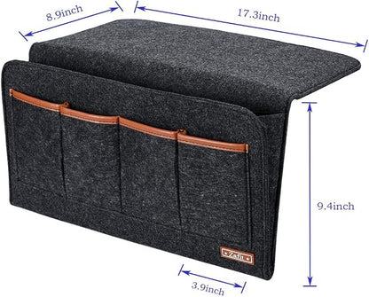 Zafit Bedside Caddy, 7 Pockets Large Size Bedside Organizer Caddy for Magazine Remotes Phone (17.3'' x 18.1'', Dark Grey)