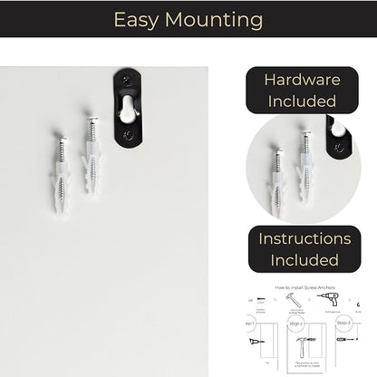 BLU MONACO | Wall Mount Key Holder with Mail Organizer | Wooden Command Center with 3 Hooks and 2-Tier Letter Pockets | Entryway Mail Sorter & Key Rack | White Geometric Wall Organizer for Office Home