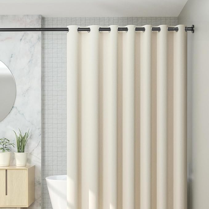 CorkLatta Black Shower Curtain Rod 31 to 68 Inch,1 Inch Diameter Adjustable Spring Tension Stainless Steel Telescoping Rod,Easy Install,No Rust