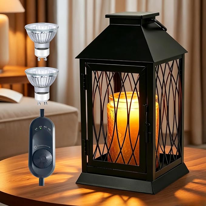 Black Candle Warmer Lamp with Timer Dimmable,Compatible with 3 Wick Candles/Large Candel Jar,Vintage Lamps Candle Warming Lamp,Fully Enclosed Designed/Hanging Up-Electric
