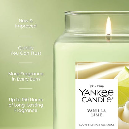 Yankee Candle Vanilla Lime, Scented Candle, 22oz Large Jar with up to 150 Hour Burn Time, Giftable