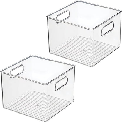 iDesign Pantry Storage Bin with Handles for Kitchen Cabinets or Fridge - Set of 2 - Clear - Made in USA