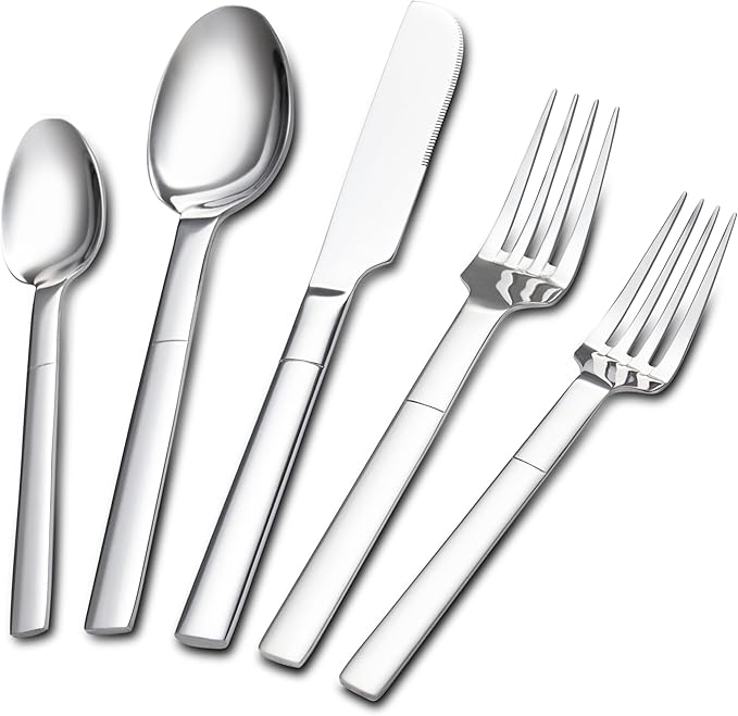 Heavy Duty Silverware Set for 4, 20 Piece Stainless Steel Flatware Utensils Cutlery Set Including Knife Fork and Spoon, Mirror Polished, Gift Package for Wedding Housewarming, Dishwasher Safe