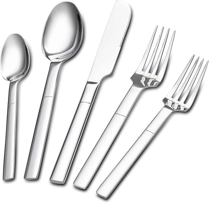 Heavy Duty Silverware Set for 4, 20 Piece Stainless Steel Flatware Utensils Cutlery Set Including Knife Fork and Spoon, Mirror Polished, Gift Package for Wedding Housewarming, Dishwasher Safe