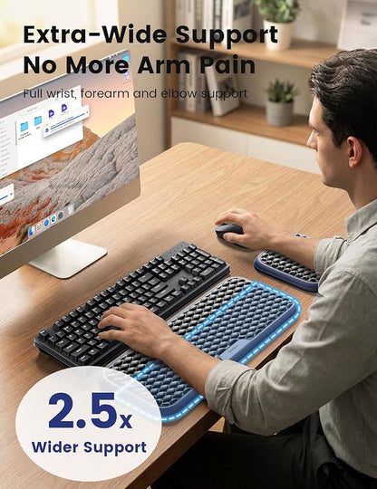 Vaydeer Extra Large Wrist Rest Set for Keyboard and Mouse, Computer Ergonomic Wrist Support, Armrest Elbow Pad Mouse Rest, Typing Pain Relief Soft Memory Foam Desk Cushion for Office Work Gaming