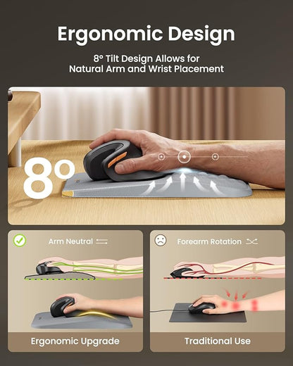 ProtoArc Ergonomic Mouse Pad with Wrist Rest, MP50 Mousepad with Massage Design, Soft Memory Foam and Non-Slip PU Base for Pain Relief, Desk, Home, Office, 12x8 Inches, Gray (Mouse Not Included)