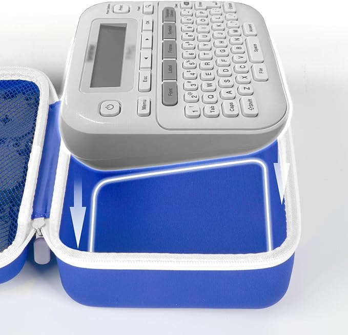 Case Compatible with Brother P-Touch PTD220 210 Home/Office Everyday Label Maker, Storage Holder Carrying Organizer for Label Tapes, AC Adapter, Charging Cables (Box Only) -Blue