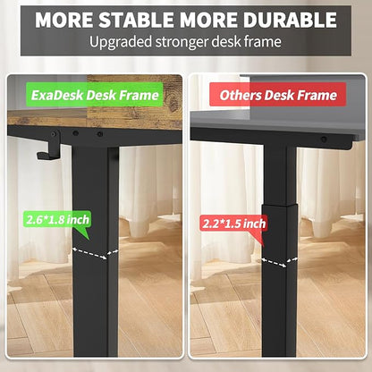 48 x 30 Inch Electric Standing Desk with 2 Drawers, Adjustable Height Widened Stand Up Desk with Storage, Sit to Stand Ergonomic Workstation for Home Office, Rustic Brown