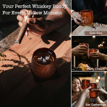 Wooden Whiskey Glasses Set of 2 – Durable Bourbon Glass for Men, Insulated Old Fashioned Glass – Whiskey Gifts for Husband, Dad, Brother – Birthday, Christmas, Father’s Day, Retirement