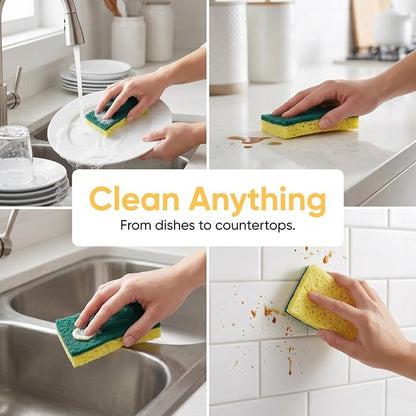 Scrubee Heavy Duty Scrub Sponge with Scouring Pad, Kitchen Dishwashing, Sink, Pot, and Frying Pan Cellulose Scrubber Sponge Non-Scratch, by Superio, 2-Pack (4.5" Sponge)