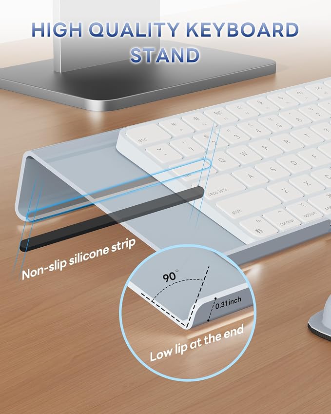 Laborio Computer Keyboard Wrist Rest Stand for Desktop, Keyboard Holder for Easy Typing with Wrist Pad for Office Desk, Home, School (Gray)