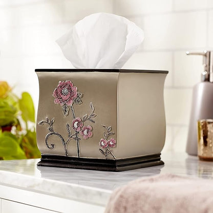 Resin Tissue Box Cover for Modern Home Decor - Minimalist Square Tissue Box Holder for Guest Room, Bedroom, Bathroom, Tabletop & Office - Durable and Aesthetic Tissue Holder, Larrisa