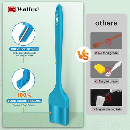 Walfos Silicone Basting Brush Set, 5 Pieces Heat Resistant Pastry Brush, Perfect for Baking,BBQ Grill,Kitchen Cooking,Strong Steel Core and One-Pieces Design,BPA Free and Dishwasher Safe