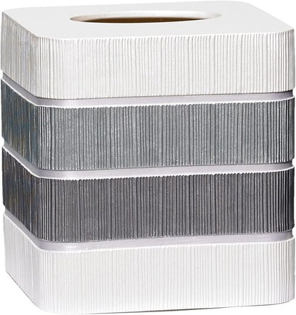 Modern Line Stylish Tissue Box Holder - Modern Classic Luxury Decor with Western Design - Square Tissue Cover for Bathroom, by Zahari Home