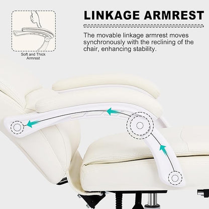 Misolant Big and Tall Office Chair with Footrest, High Back Desk Chair with Linkage Armrest, 90-155° Recline Executive Computer Chairs with Adjustable Height for Home