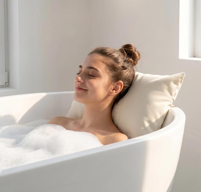 Luxury Bathtub Pillow, Skin-Friendly Cushion for Back, Neck & Head Support, Non-Slip, Adjustable Thickness Fits All Tub, Washable & Quick-Drying - Gift for Christmas Birthday Father's Day