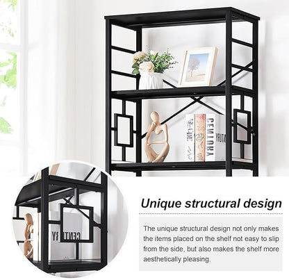 HOMISSUE Tall Bookshelf, 84 Inch Industrial Bookshelf with Metal Frame and Open Shelves, 7 Tier Metal Bookshelves and Bookcases, Rustic Tall Book Shelf for Office, Living Room and Bedroom, Black