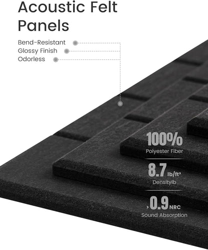 Fluxynara Felt Bulletin Board Tiles -28"x18" with 40 Adhesive Tabs, Cork Board Alternative for Office Decor, Push Pin Board Wall Organizer 6-Pack(Black)