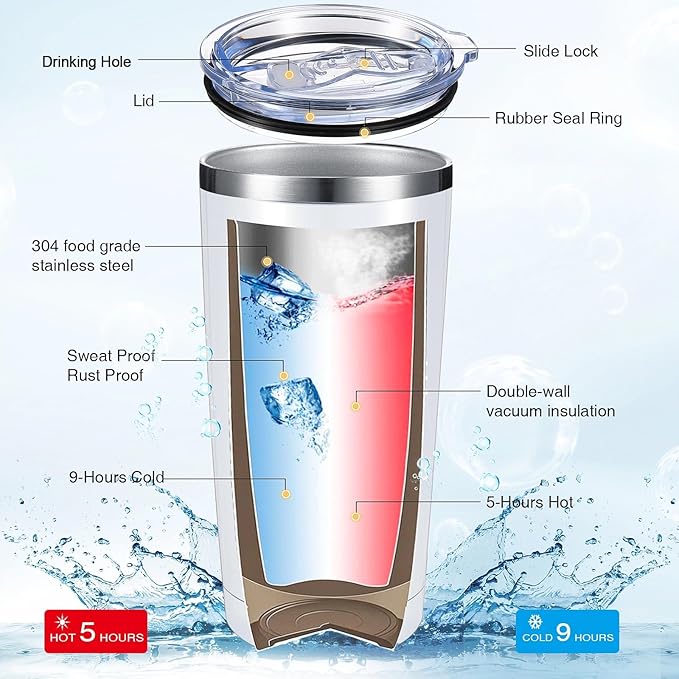 Sieral 8 Pieces Thank You for Being Awesome Tumbler, Thank You Supplies for Women Men 20oz Insulated Stainless Steel Travel Tumbler with Lid and Straw Appreciation Gift with Keychain (Classic Color)