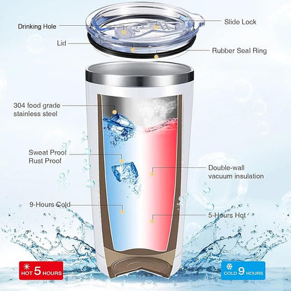 Sieral 8 Pieces Thank You for Being Awesome Tumbler, Thank You Supplies for Women Men 20oz Insulated Stainless Steel Travel Tumbler with Lid and Straw Appreciation Gift with Keychain (Classic Color)