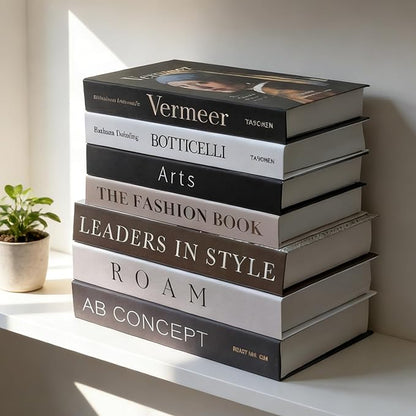Decorative Books for Home Decor - 7 Pcs Faux Books for Decoration, Fake Stack for Bookshelf, Coffee Table, Designer Decor Set
