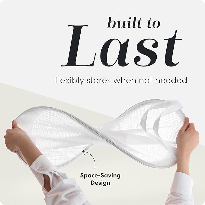 Pop Up Hamper, Collapsible Mesh Laundry Basket - Handy Laundry 71L Foldable Clothes Hamper with Reinforced Handles, Wide Opening and Side Pocket for Dorm, Travel, Cruise, Bedroom (White)