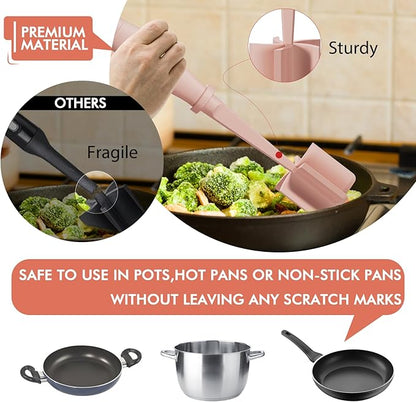 2 Pack Upgrade Meat Chopper, Heat Resistant Meat Masher for Hamburger Meat, Ground Beef Smasher, Nylon Hamburger Chopper Utensil, Ground Non Stick Mix Chopper Mix Potato Masher Tool (Pink)