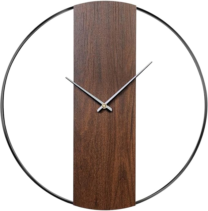 Cuspin Wall Clocks for Living Room Decor, Modern Minimalist Wall Clock Decorative 16 Inch Silent Non Ticking Battery Operated Clock with Walnut Dial for Bedroom, Kitchen, Farmhouse, Office