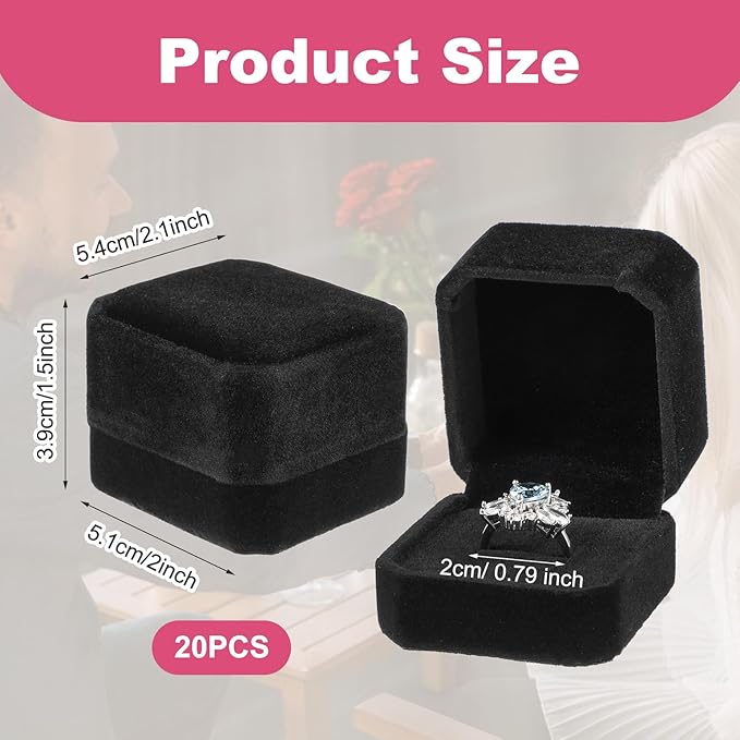 MAQUITA 20 Pcs Velvet Ring Box for Wedding Ceremony Engagement Ring Box Jewelry Boxes Packaging Display Ring Case Earring Storage Holder for Proposal Anniversary Birthday Gift