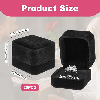 MAQUITA 20 Pcs Velvet Ring Box for Wedding Ceremony Engagement Ring Box Jewelry Boxes Packaging Display Ring Case Earring Storage Holder for Proposal Anniversary Birthday Gift
