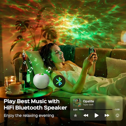 One Fire Galaxy Projector 360 Modes+15 White Noise+Bluetooth Star Projector Valentines Day Gifts Decorations Birthday Gifts Night Light Lava Lamp Teen Girl Gift for Teen Boy Gift Room Decor Led Lights