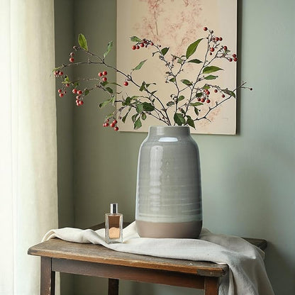 Ceramic Vase Flowers Vase Decorative Crackled Double Glaze Vase for Pampas Grass Modern Vase for Home Living Room Dining Table Farmhouse Office Decor (No Flowers)