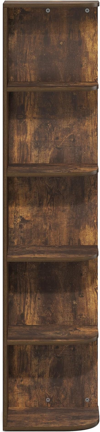 Furinno PASIR Book Shelf, 5-Tier Corner Bookshelf with Open Shelf, Standing Bookcase, 9.3 x 12 x 51.7, for Organization and Storage, for Living Room, Bedroom, Home Office, Amber Pine