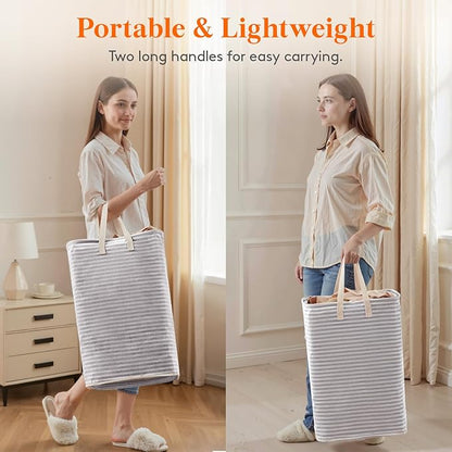 Lifewit 75L Large Collapsible Laundry Hamper, Tall Foldable Dirty Clothes Baskets Waterproof, Freestanding Design with Easy Carry Handles in Dorm Bedroom Bathroom College, Grey