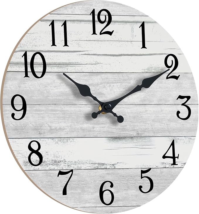 KECYET Wall Clock Battery Operated 14 Inch Large Gray Silent Non Ticking Country Rustic Design Vintage Retro Decorative for Bathroom Kitchen Bedroom