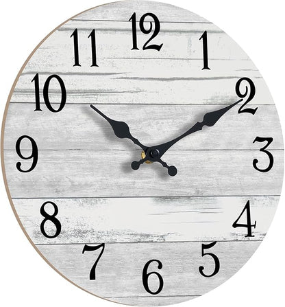 Wall Clock Battery Operated 8 Inch Gray Silent Non Ticking Country Rustic Design Vintage Retro Decorative for Bathroom Kitchen Bedroom