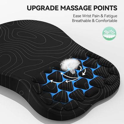 TECKNET Ergonomic Mouse Pad with Wrist Rest, Soft Mousepad with Massage Design, Memory Foam and Non-Slip PU Base for Pain Relief, Gaming Mouse Pad for Desk, Home, Office, 12x8 Inches, Black White