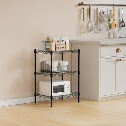 Orchidleaf 3-Tier Heavy Duty Wire Shelving Unit with Lockable Wheels, Metal Storage Rack for Garage, Pantry, Kitchen & Living Room, 39.4" H × 36.9" L × 18.6" D