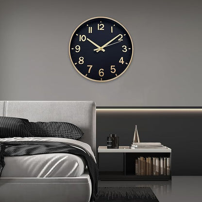 HZDHCLH Wall Clocks Battery Operated,Wall Clock Black Gold,10 inch Wall Clock Silent Non Ticking Modern 3D Numbers for Kitchen Bedroom Living Room Office Classroom Decor