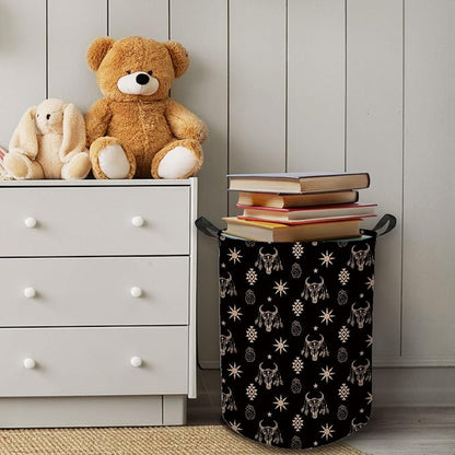 HKTZM Western Aztec Bull Skull Laundry Basket, Toybox for Boys Girls Room, Western Laundry Basket Hamper Waterproof Collapsible Clothes Toys Storage Bin Organizer for Bedroom Bathroom Kids Room Dorm