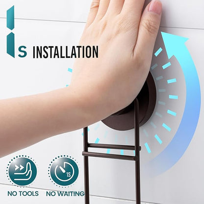 TAILI Double Layer Soap Holder, Bar Soap Dish Suction Cup for Shower Wall, Draining Saver Tray for Bathroom, Rustproof Stainless Steel Sponge Holder for Tub, Kitchen, Drill-Free, Brown