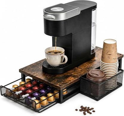 Coffee Pod Holder for Countertop Coffee Bar Organizer 45 Capacity Capsule Pods Storage Coffee Pod Drawer for Coffee Pods Holder Organizer with Sliding Basket for Home Kitchen Office Coffee Bar Station