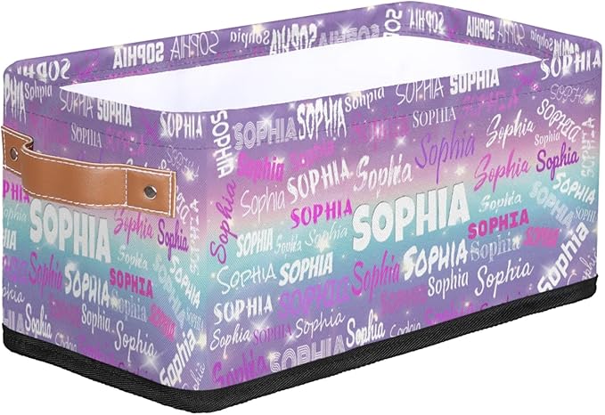 Custom Toilet Paper Storage Baskets Named, Storage Bins Boxes PU Leather Handles for Bedroom Closet Bathroom, Organizing Toys Books Shelves Nursery, Gradient Purple Blue Galaxy with Stars