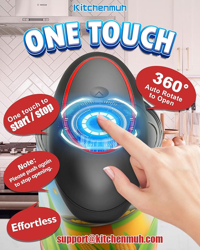 One Touch Electric Can Opener Fits Almost All Can Sizes for Seniors with Arthritis, Hand Held Battery Operated Can Opener with Smooth Edge, Food Safe Kitchen Gadgets Automatic Can Opener for Kitchen