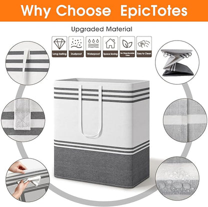 2 Pack Large Home Laundry Basket, Laundry Hamper, Freestanding Waterproof Dirty Clothes Bag, Tall Clothes Hamper - Extended & Reinforced Handles for College Dorm, Family (Light Grey/100L)